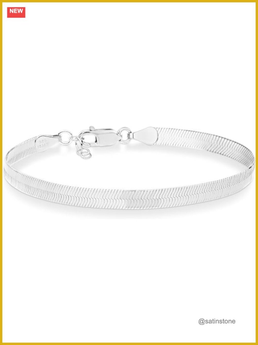 Solid 925 Sterling Silver 18K Gold Plated 4.5mm Herringbone Link Chain Bracelet